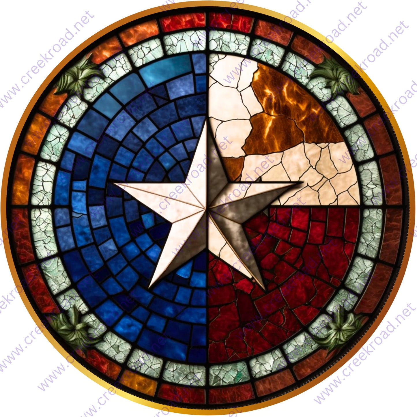State of Texas Faux Mosaic Tile Round Wreath Sign-Sublimation-Everyday-Decor