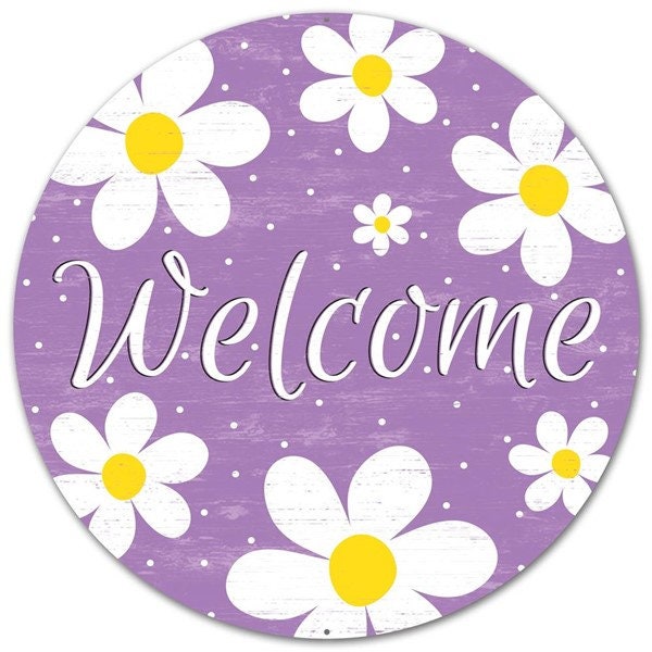 12"Dia Metal "Welcome" Daisy Sign-MD045617