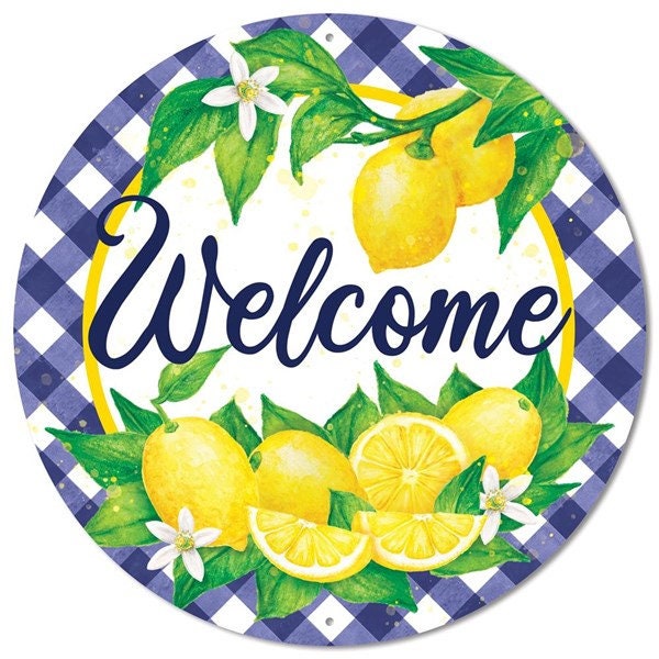12"Dia Welcome W/Lemons W/Check Border-MD0877
