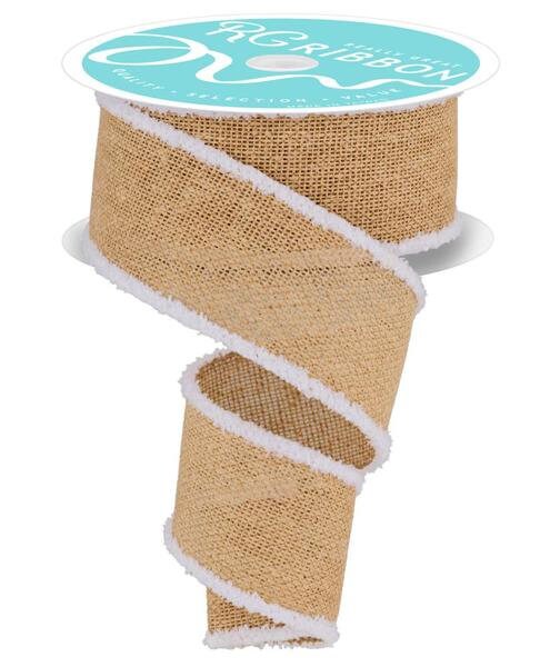 2.5" X 10Yd Wired Ribbon-Faux Burlap W/Snowdrift-RG08192-Christmas