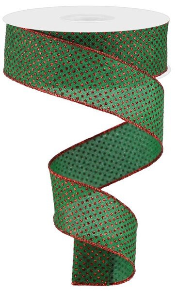 1.5" X 10Yd Wired Ribbon-Glitter Micro Dot On Royal-RGA173158-Christmas