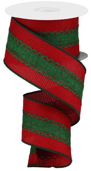 2.5" X 10Yd Wired Ribbon-Royal Lace On Cross Royal-RG081054N-Christmas