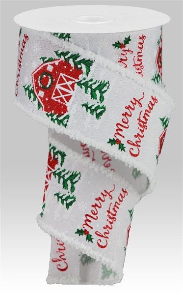 2.5" X 10Yd Wired Ribbon- Christmas Barn/Faux Ryl/Drift-RG0835627-Christmas