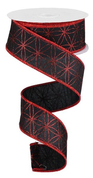 1.5" X 10Yd Wired Ribbon-Seamless Stars On Faux Dupioni-RGB125602-Christmas