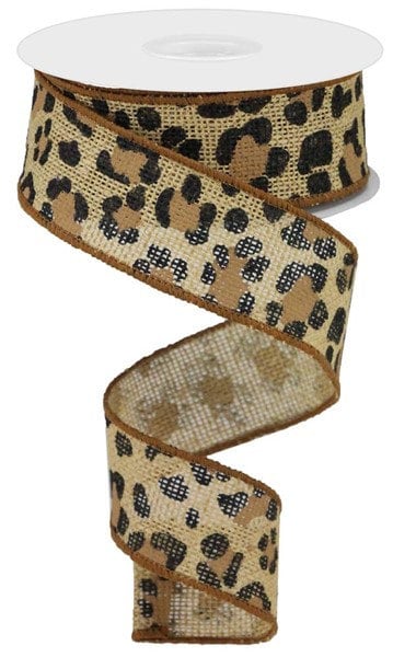 1.5" X 10Yd Wired Ribbon-Leopard Print/Faux Ryl-RGB140018-Wreaths-Crafts-Decor-Everyday