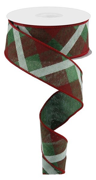 1.5" X 10Yd Wired Ribbon-Printed Plaid On Royal-RG0168258-Christmas
