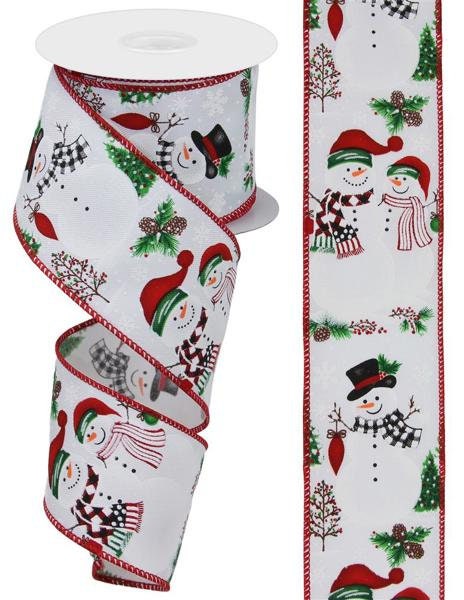 2.5" X 10Yd Wired Ribbon-Snowman W/Ornaments-RGE106927-Christmas