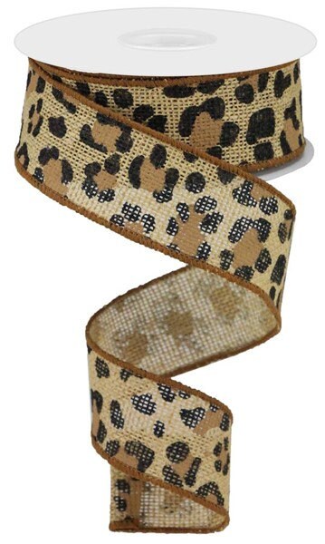1.5" X 10Yd Wired Ribbon-Leopard Print/Faux Ryl-RGB140018-Wreaths-Crafts-Decor-Everyday