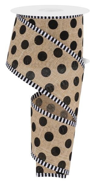 2.5" X 10Yd Wired Ribbon-Medium Polka Dot Royal/Stripe-RGC818101-Wreaths-Crafts-Decor-Everyday