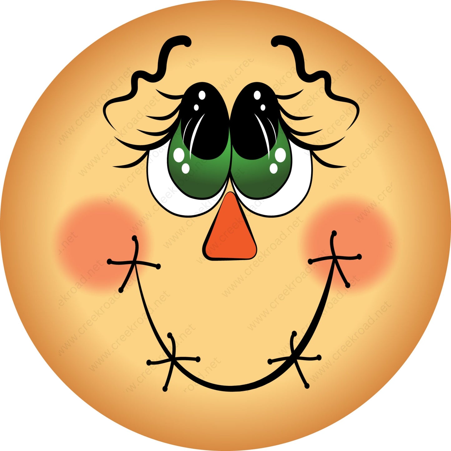 Scarecrow Face Green Eyes Wreath Sign-Fall-Sublimation-Attachment-Round-Creek Road Designs