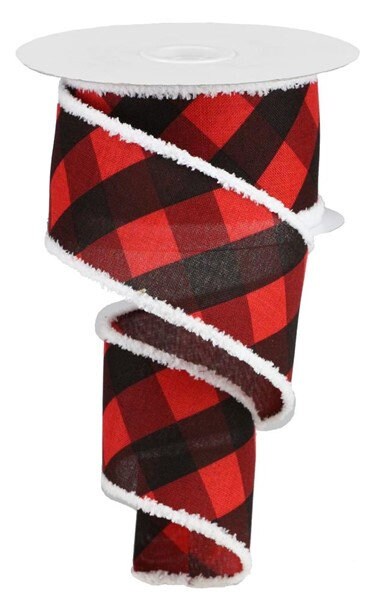 2.5" X 10Yd Wired Ribbon-Bold Check W/Drift-RG883324-Christmas