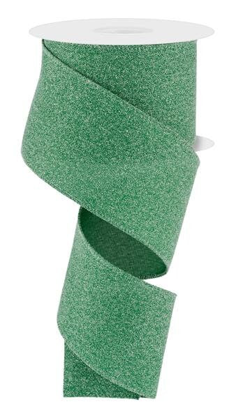 2.5" X 10Yd Wired Ribbon-Crystal Shine Emerald Green-RGE199506-Christmas