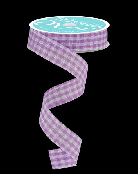 7/8" X 10Yd Wired Ribbon-Lavender/White Gingham Check-RG07048G6-Wreaths-Crafts-Ribbon-Everyday