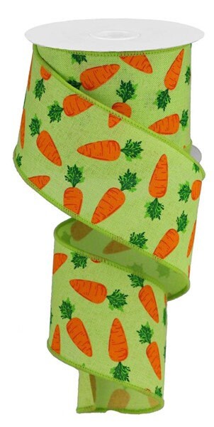 2.5" X 10Yd Wired Ribbon-Carrots on Royal-RGA158209-Wreaths-Crafts-Ribbon