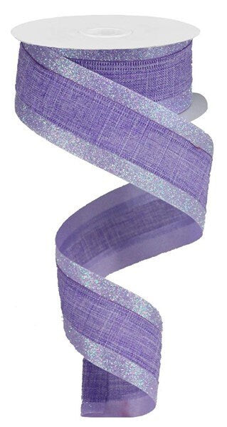 1.5" X 10Yd Wired Ribbon-Lavender 3-In-1 Royal Burlap/Glitter-RG0823113-Wreaths-Crafts-Ribbon