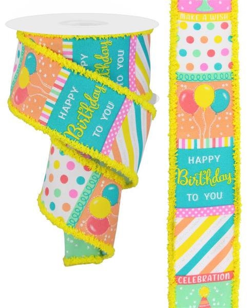 2.5" X 10Yd Wired-Birthday Blocks/Drift-RGC8029J7-Wreaths-Crafts-Decor