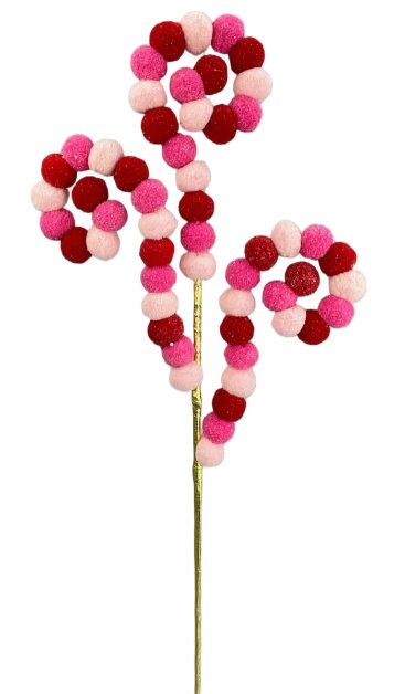 Gum Drop Wreath Pick Red, Hot Pink, Pink-85738PKBTRD-Wreath Supplies-Attachment
