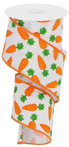 2.5" X 10Yd Wired Ribbon-Carrots/Faux Royal-RGA158227-Wreaths-Crafts-Ribbon