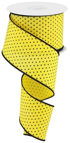 2.5" X 10Yd Wired-Sun Yellow Raised Swiss Dots On Royal-RG01686N6-Wreaths-Crafts-Ribbon