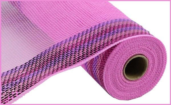 10.25" x 10yd Border Stripe Metallic Mesh-Pink/Lavender/Hot Pink-RY8504H4