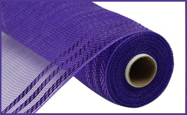 10" x 10yd Border Stripe Metallic Mesh-Purple W/Purple Foil-RE850223