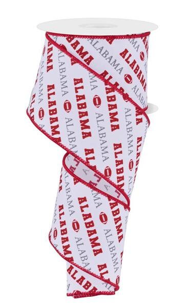 2.5" X 10Yd Wired Ribbon-Alabama Diagonal Pattern-RGF1110-Sports-Team-Football