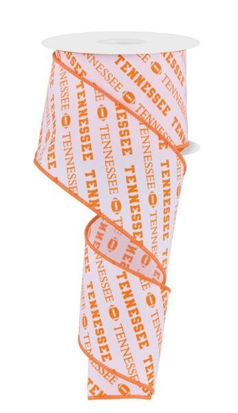 2.5" X 10Yd Wired Ribbon-Tennessee Diagonal Pattern-RGF1128-Sports-Team-Football