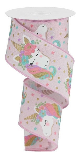 2.5" X 10Yd Wired Ribbon-Unicorn On Royal-RGA160115-Everyday
