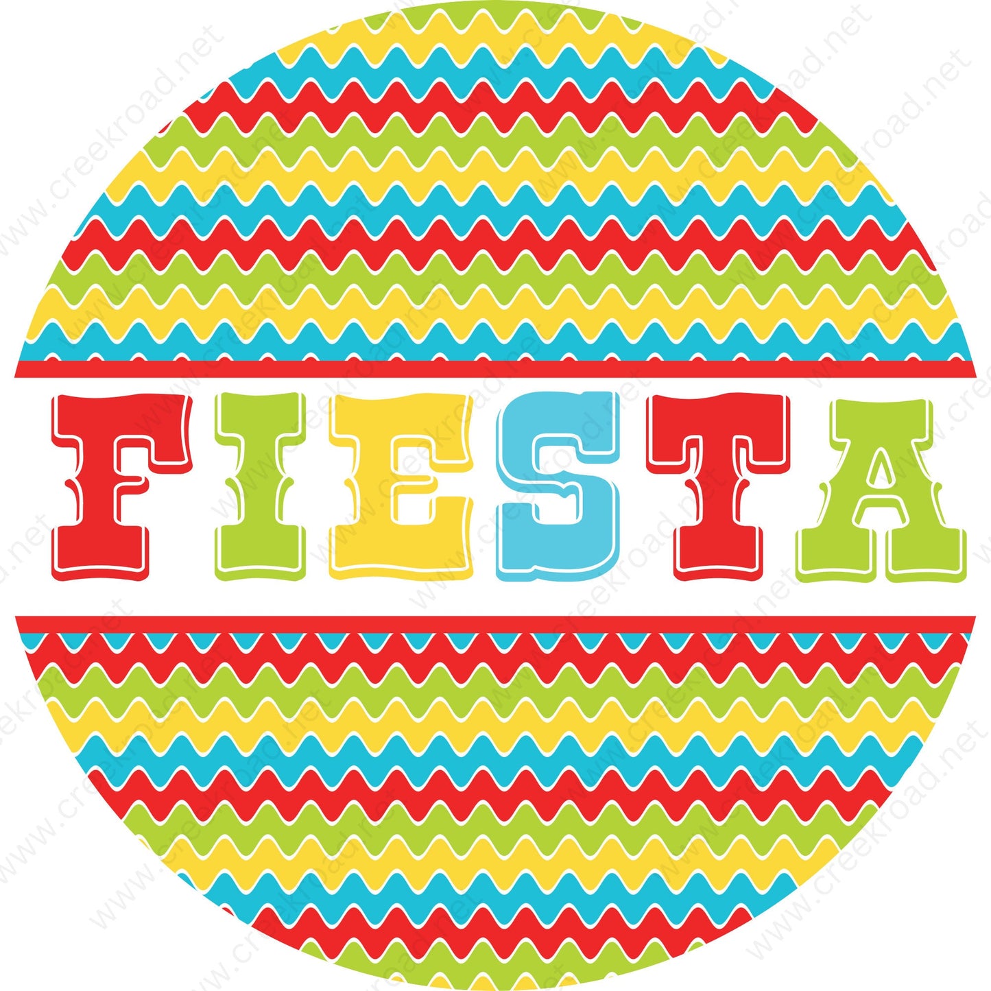 Colorful Fiesta Celebration Patterned Background Wreath Sign-San Antonio-Sublimation-Decor-Round-Attachment