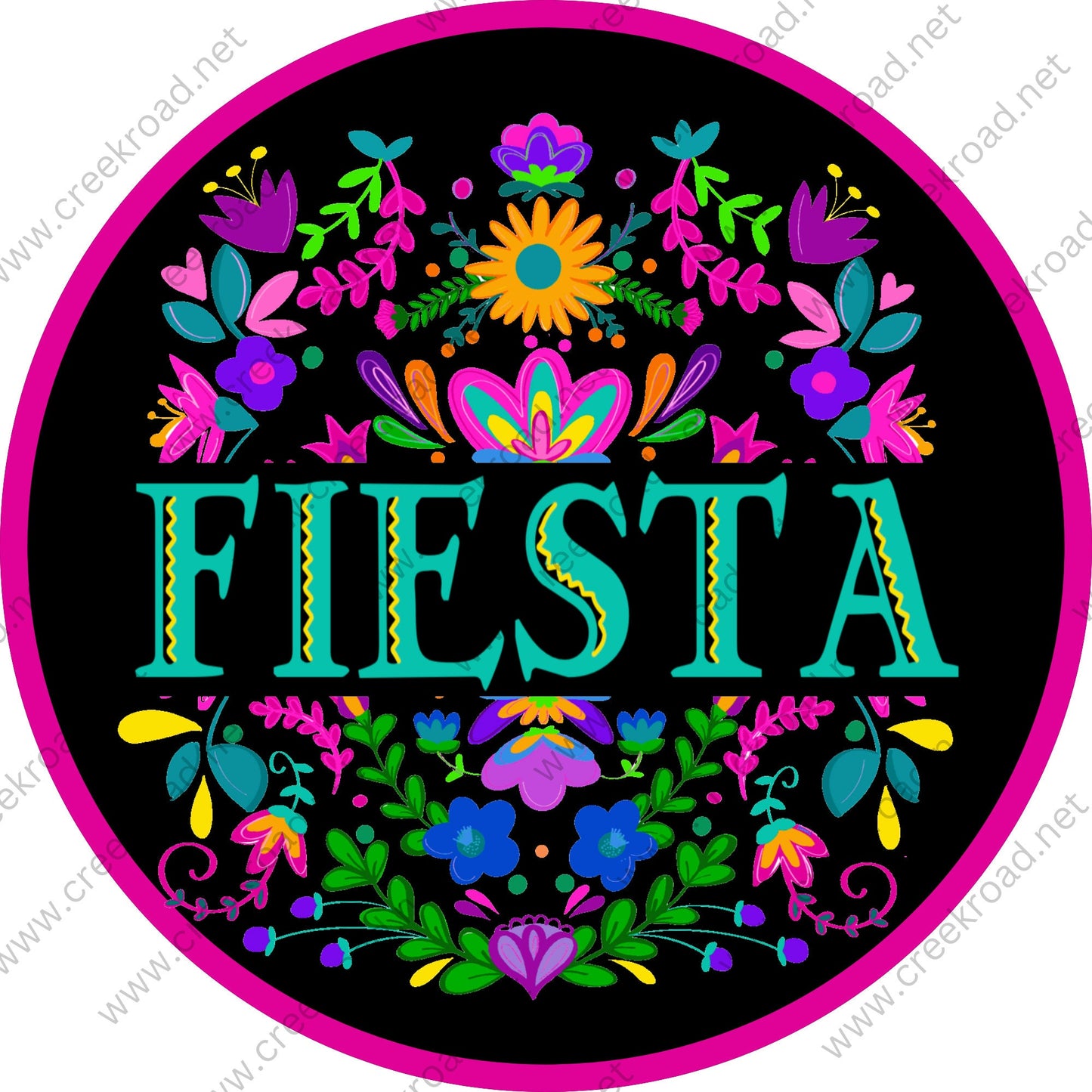Fiesta Floral Wreath Sign-Sublimation-Decor-Round-Attachment