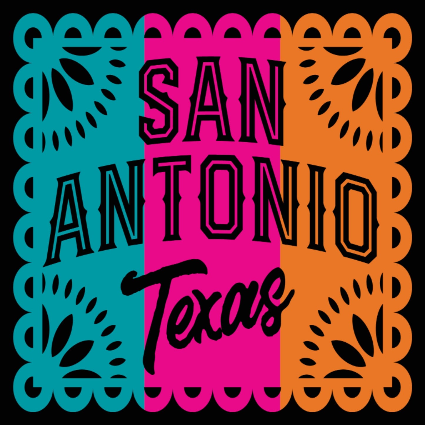 San Antonio Texas Papel Picado Wreath Sign-10"x10" Square-San Antonio-Texas-Sublimation-Decor-Attachment