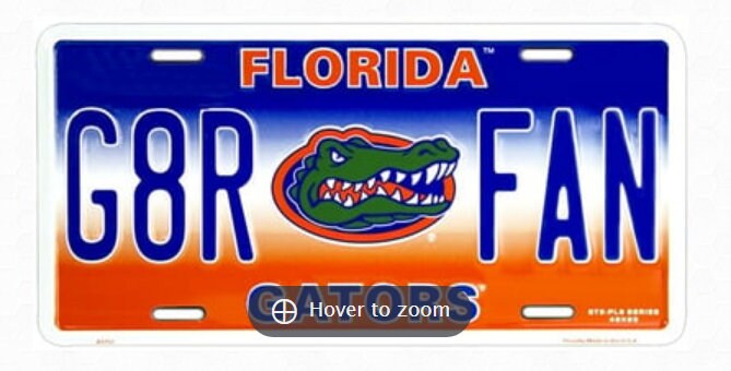 Florida G8R FAN Gators License Plate Officially Licensed 12"x 6" -Sports-College