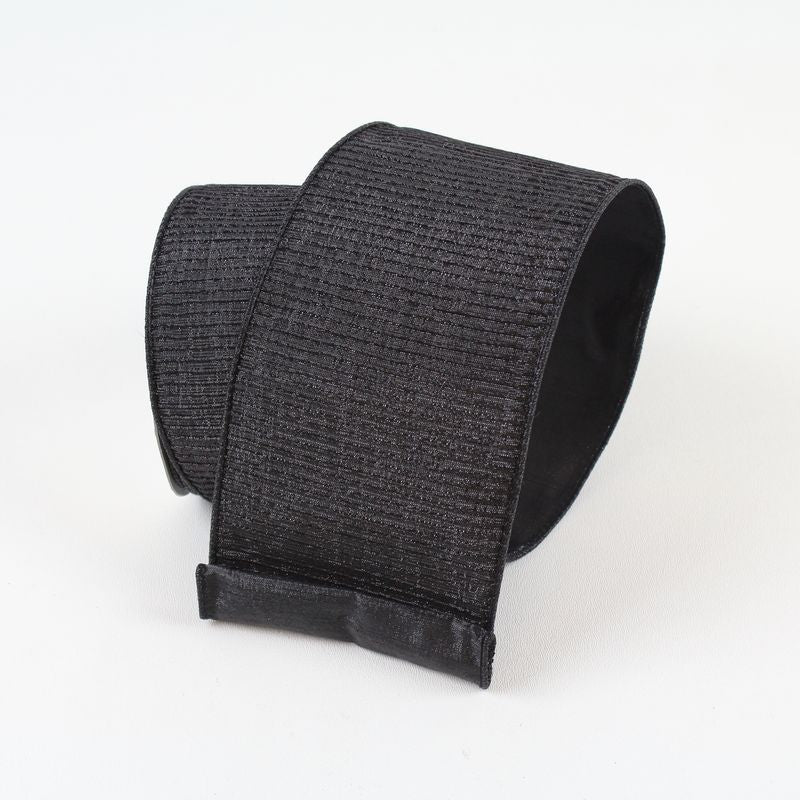 2.5" x 10 yd. Farrisilk Pleated Metallic Black Designer Ribbon-RG823-92