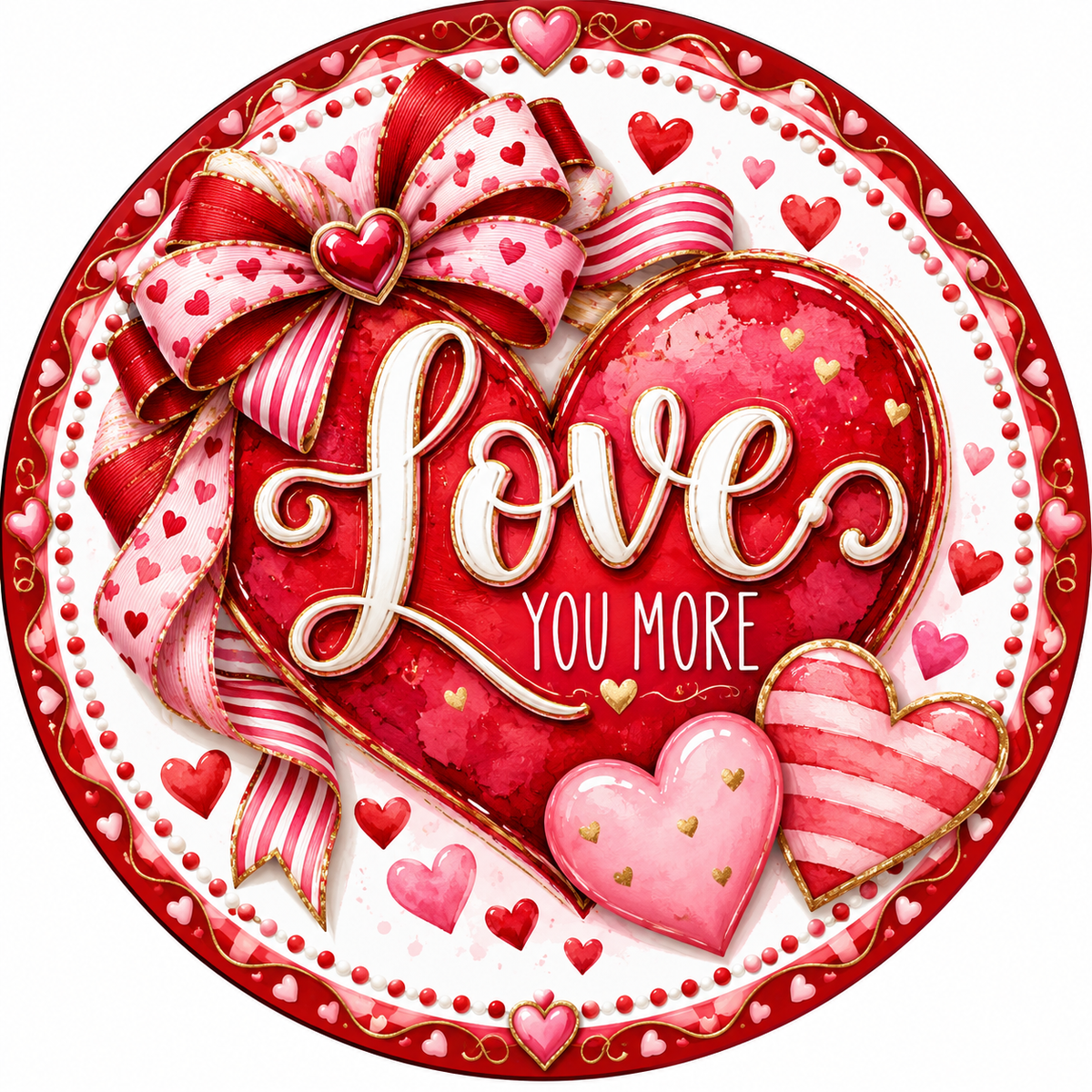 Love You More Hearts of Plenty Valentine Wreath Sign
