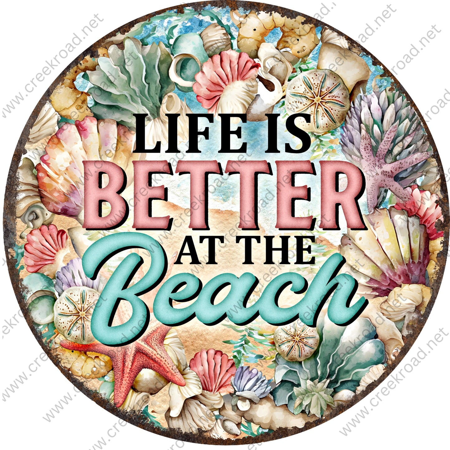 Life Is Better At the Beach Nautical Theme Wreath Sign-CHOOSE BORDER TYPE-Everyday-Wreath Sign-Sublimation-Attachment-Decor-Summer