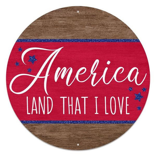 12"Dia Glitter America Land I Love Sign-MD1031