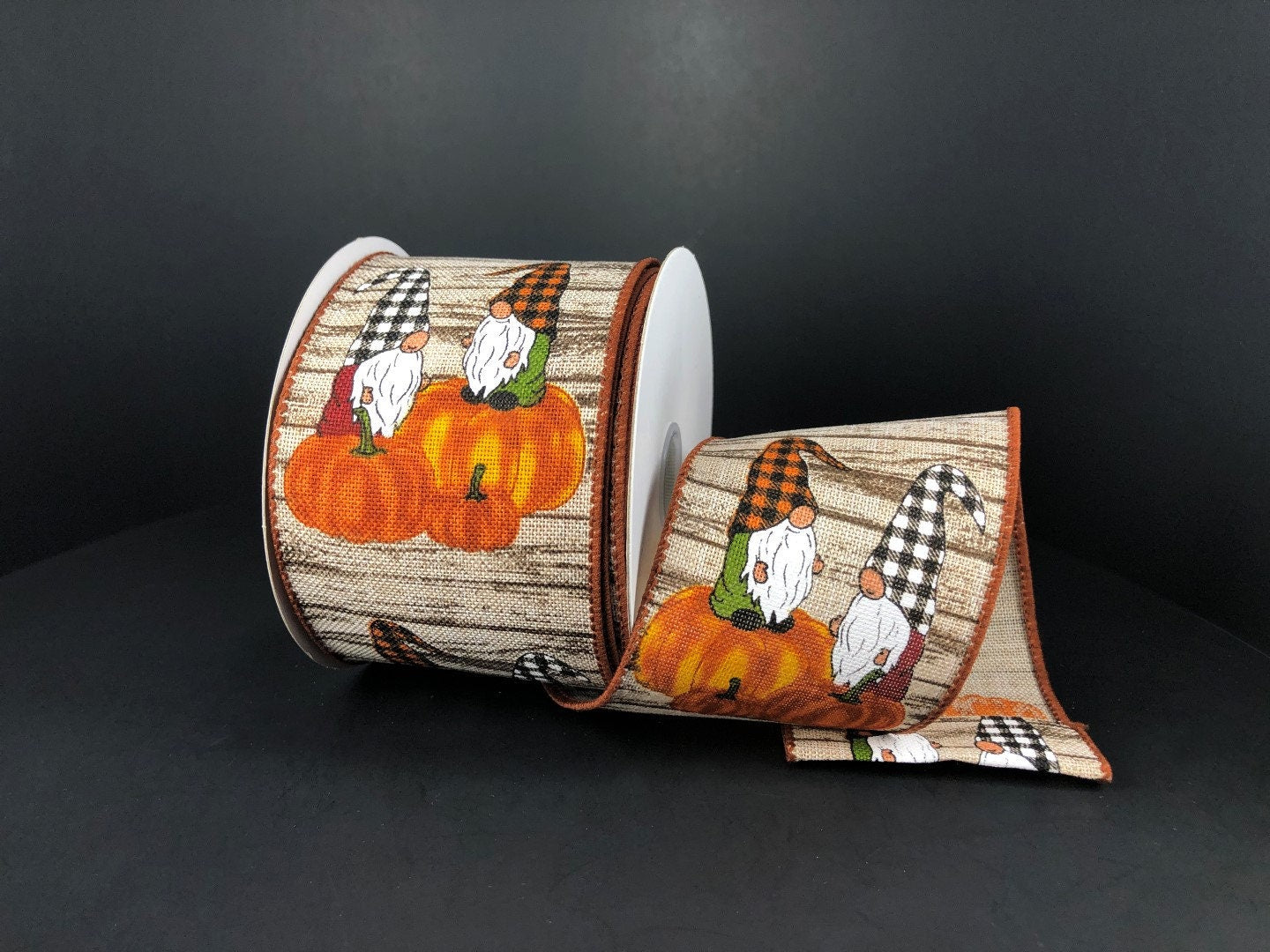 2.5" X 10Yd Wired Ribbon-Fall Gnomes Pumpkins-61121-40-47-Fall