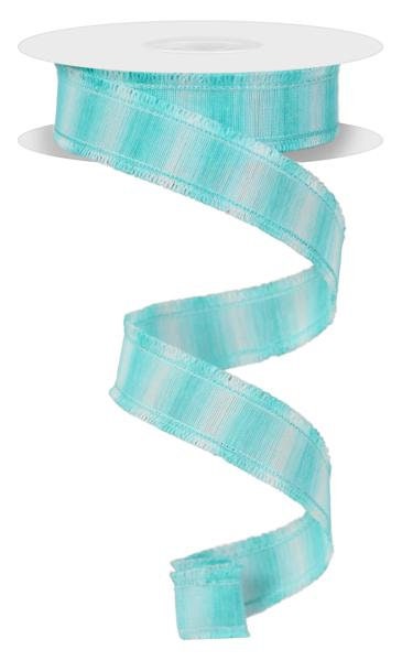 7/8" X 10Yd Wired Ribbon-Turquoise Two-Tone W/Fuzzy Edge-RN586436-Wreaths-Crafts-Ribbon-Everyday