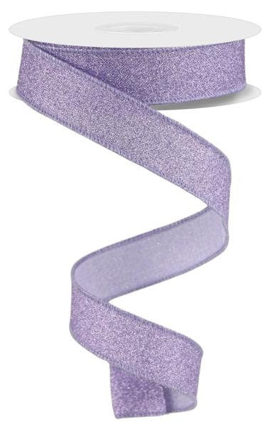 7/8" X 10Yd Wired Ribbon-Lavender Fine Glitter On Royal-RGE738013-Wreaths-Crafts-Ribbon