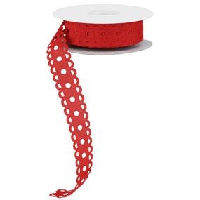 1" X 20Yd NON-Wired Ribbon-Royal Burlap Lace/Dot Ribbon-RJ306324-Red-Supplies-Crafts-Seasonal