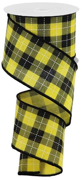 2.5" X 10Yd Wired Ribbon-Printed Woven Check On Royal-RGA18508N-Wreaths-Crafts-Decor-Everyday