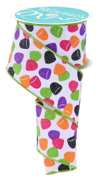 a colorful, patterned ribbon with a variety of shapes and colors, including hearts, circles, and other abstract designs.