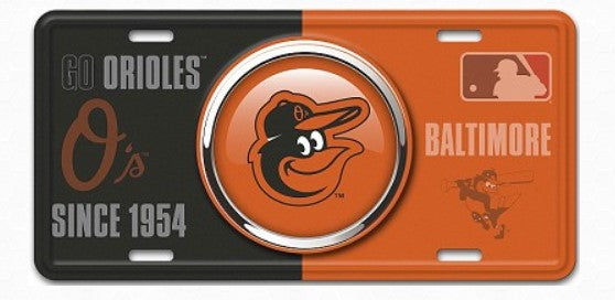 a baltimore orioles license plate with a baltimore orioles logo on it