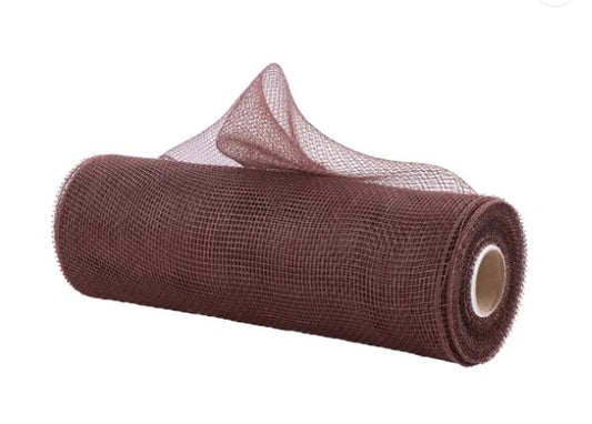 A roll of brown mesh or burlap material with a white center hole.
