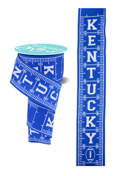 a blue measuring tape with the word "Kentucky" printed on it, along with a football symbol.