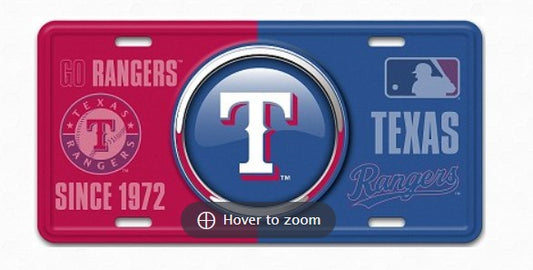 a texas rangers license plate with the word rangers on it