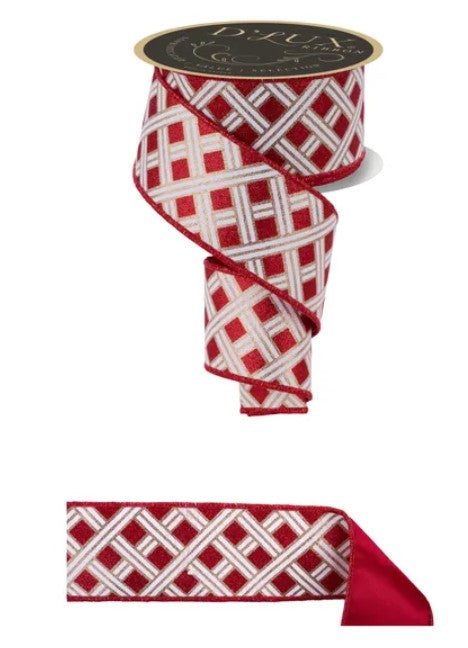 a red and white checkered pattern ribbon, which is a decorative item.