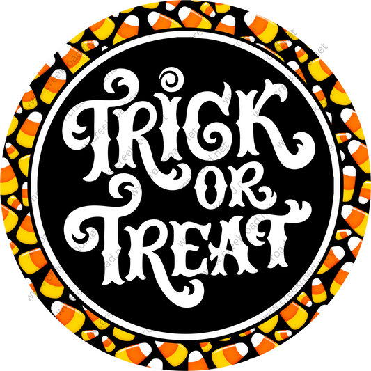 a trick or treat sign in a circle