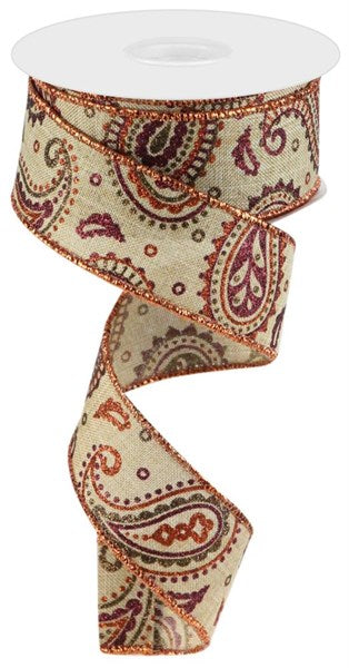 a ribbon with a paisley pattern on it