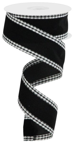 a roll of black and white plaid ribbon